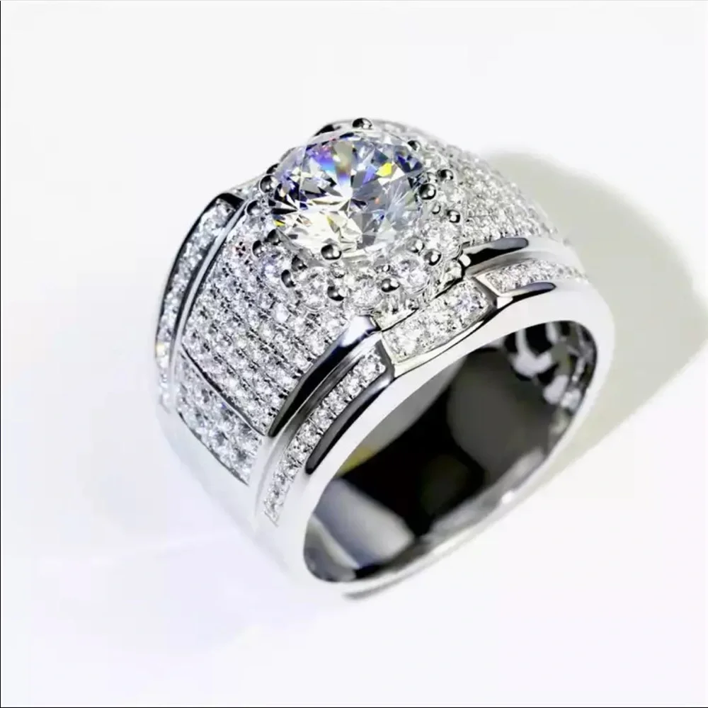 New Luxury 925 Silver Beautiful Diamond Classic Ring - Picture 4 of 4